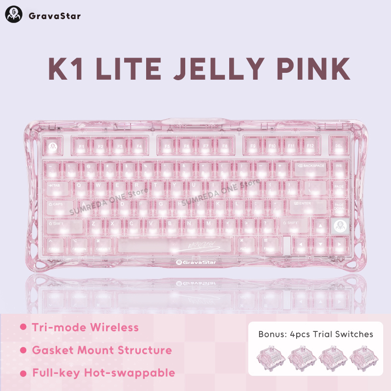 Pc Gaming Pink - K1 LITE JELLY PINK Mechanisch Toetsenbord