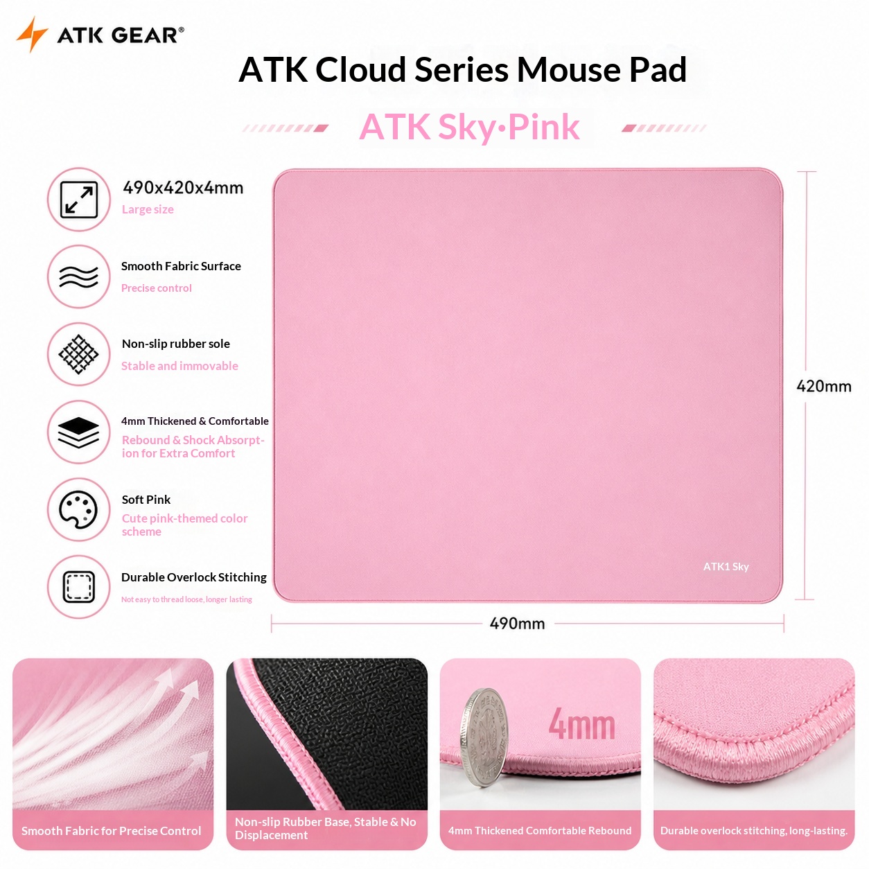 ATK Sky Pink, groot gaming-mui - Pc Gaming Pink recensie en prijs